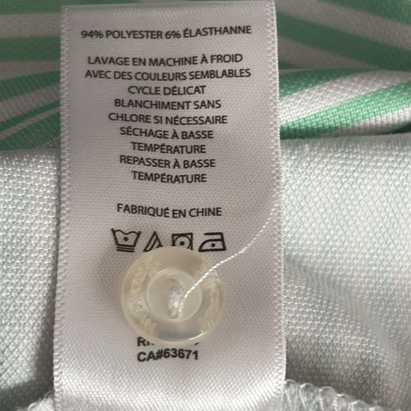 Hickey Freeman Golf Striped Short Sleeve Polo Shirt in Green & White -Size Large - Picture 6 of 6
